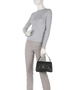 C-Me Handtasche genarbtes Leder schwarz