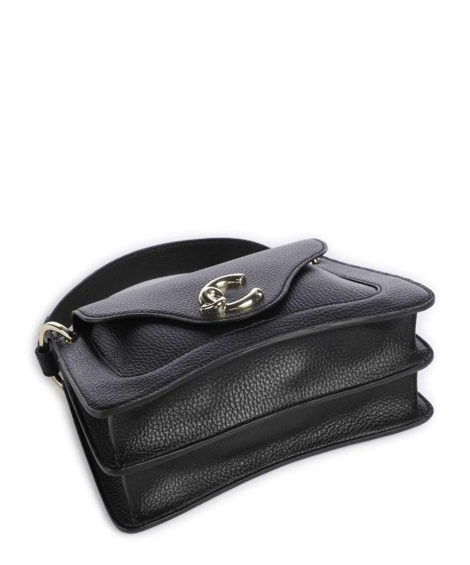 C-Me Handtasche genarbtes Leder schwarz