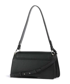 C-Me Schultertasche genarbtes Leder schwarz