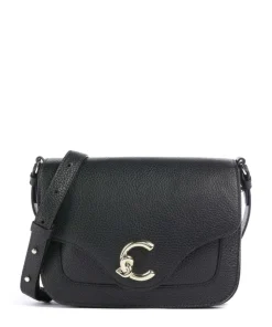 C-Me Umhängetasche genarbtes Leder schwarz