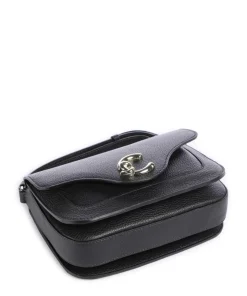 C-Me Umhängetasche genarbtes Leder schwarz