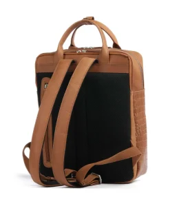 Cool Colbie Laptop-Rucksack 14″ geprägtes Leder cognac