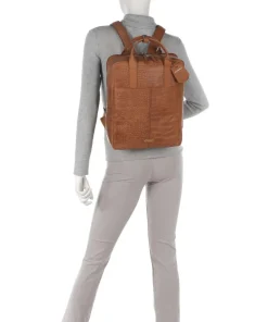 Cool Colbie Laptop-Rucksack 14″ geprägtes Leder cognac