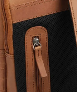 Cool Colbie Laptop-Rucksack 14″ geprägtes Leder cognac