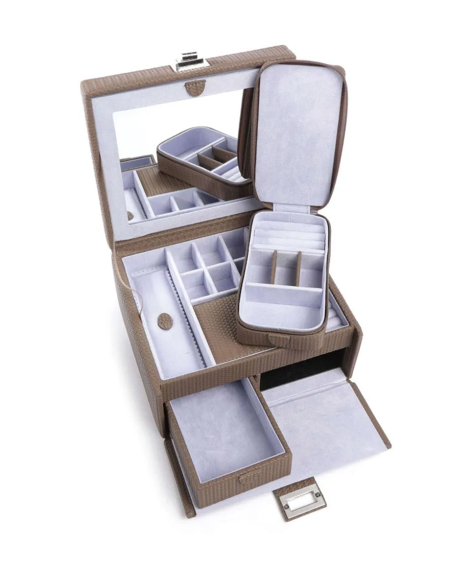 Corbello Schmuckkasten Lederimitat hellbraun