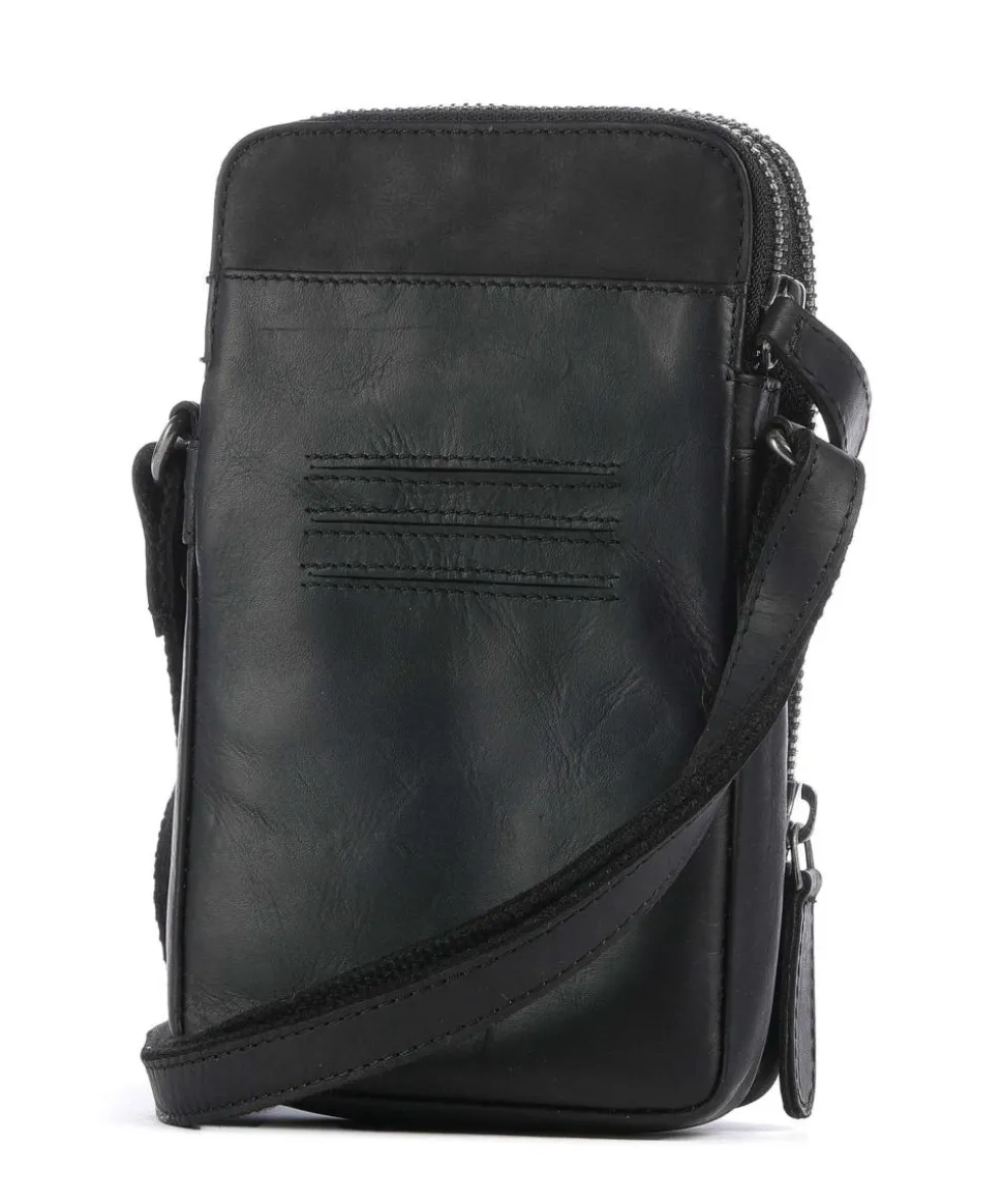 Cow Wax Pull Up Alesund Handytasche Pull-Up Rindsleder schwarz