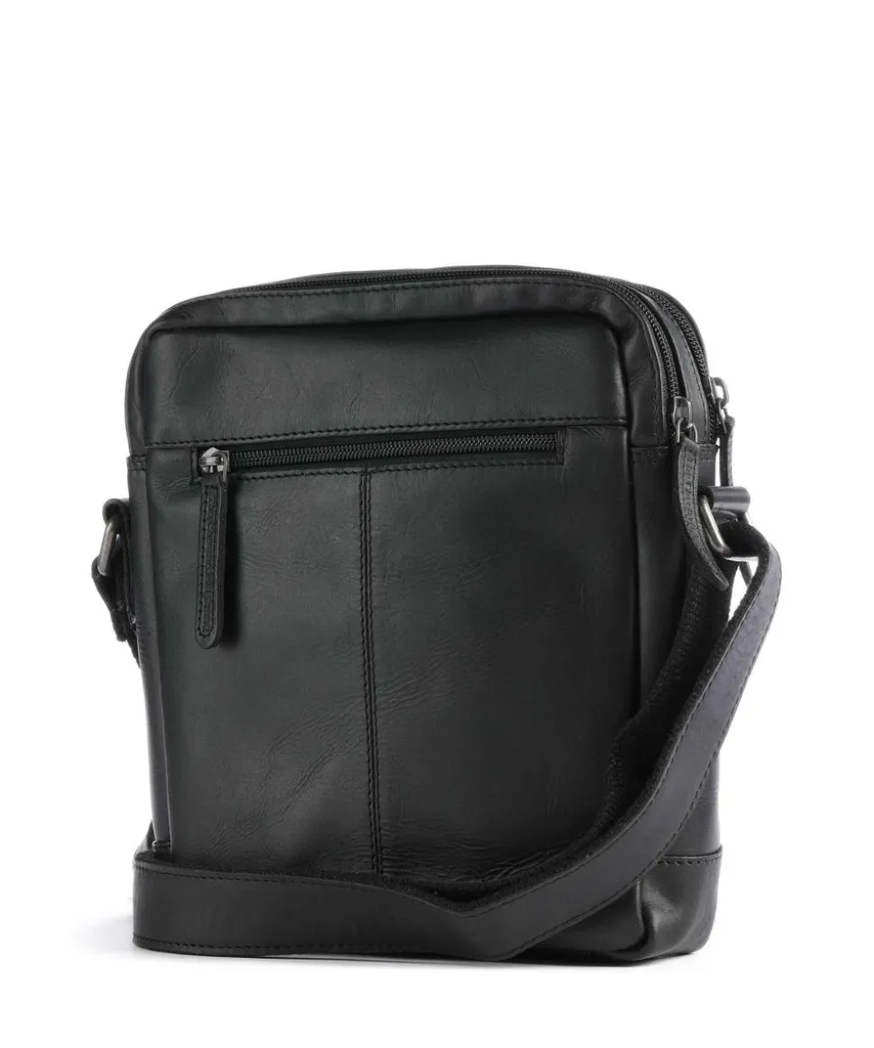 Cow Wax Pull Up Arnhem Umhängetasche fein genarbtes Leder schwarz