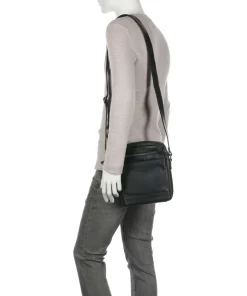 Cow Wax Pull Up Arnhem Umhängetasche fein genarbtes Leder schwarz