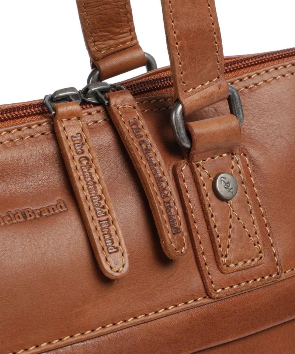 Cow Wax Pull Up Branson Schultertasche 14″ Rindsleder cognac