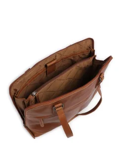 Cow Wax Pull Up Branson Schultertasche 14″ Rindsleder cognac