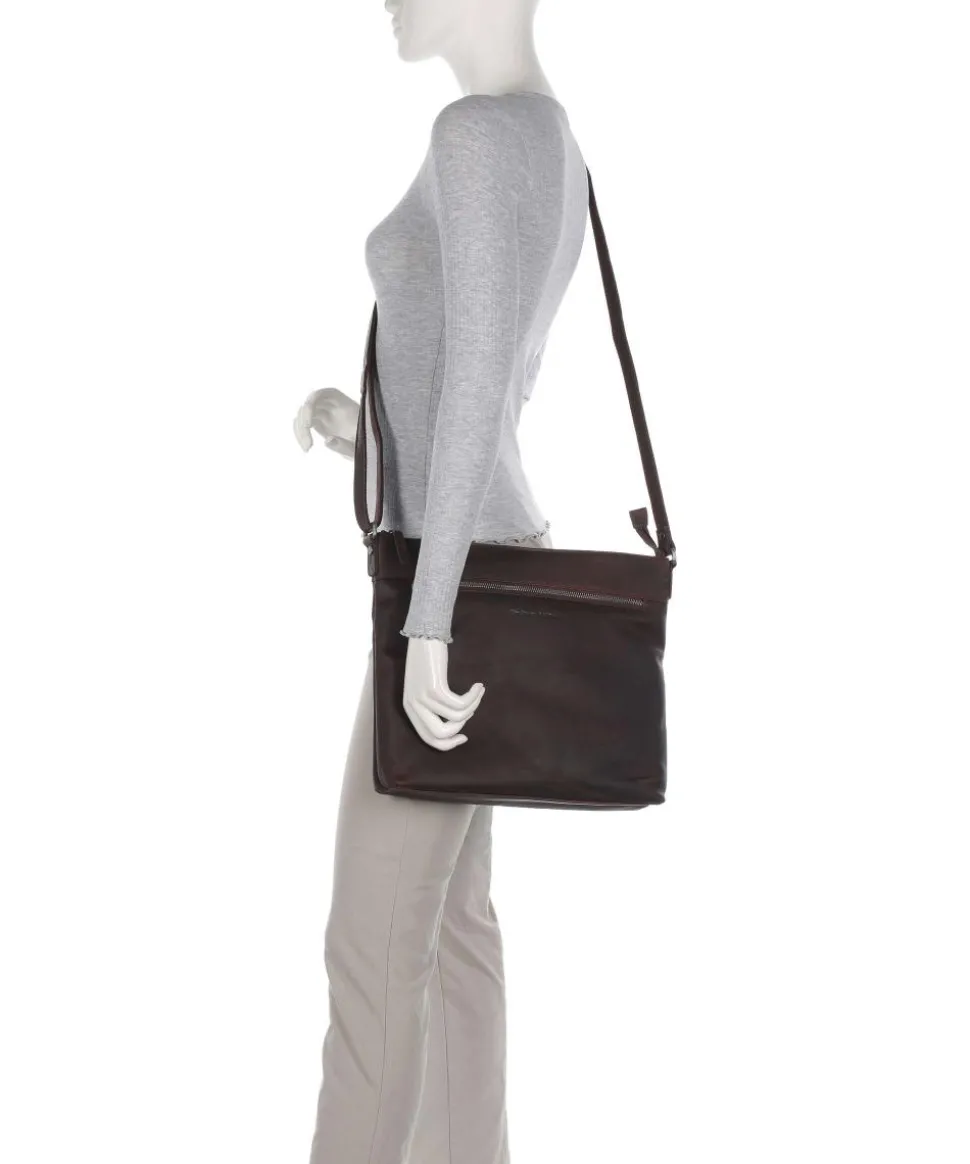 Cow Wax Pull Up Cartagena Umhängetasche Rindsleder dunkelbraun