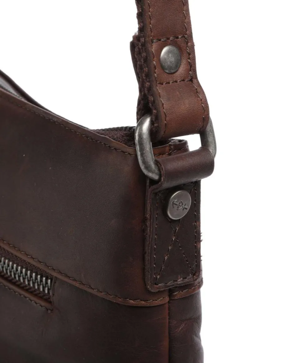 Cow Wax Pull Up Cartagena Umhängetasche Rindsleder dunkelbraun