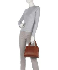 Cow Wax Pull Up Ezra Handtasche Rindsleder cognac