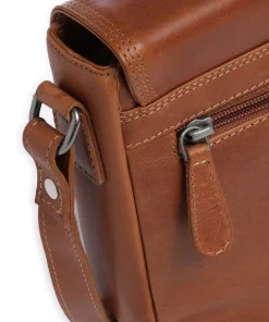 Cow Wax Pull Up Lucian Umhängetasche Rindsleder cognac