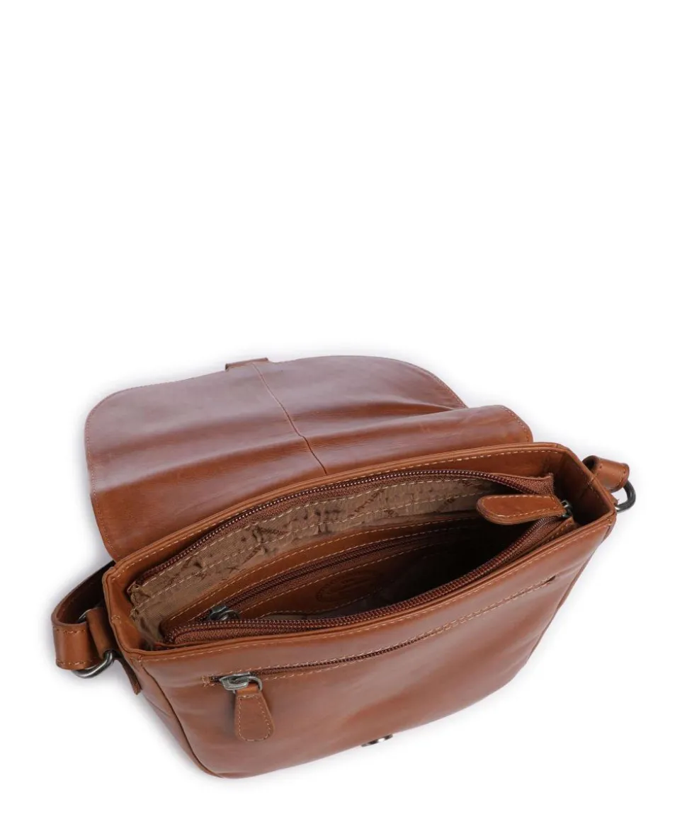 Cow Wax Pull Up Lucian Umhängetasche Rindsleder cognac