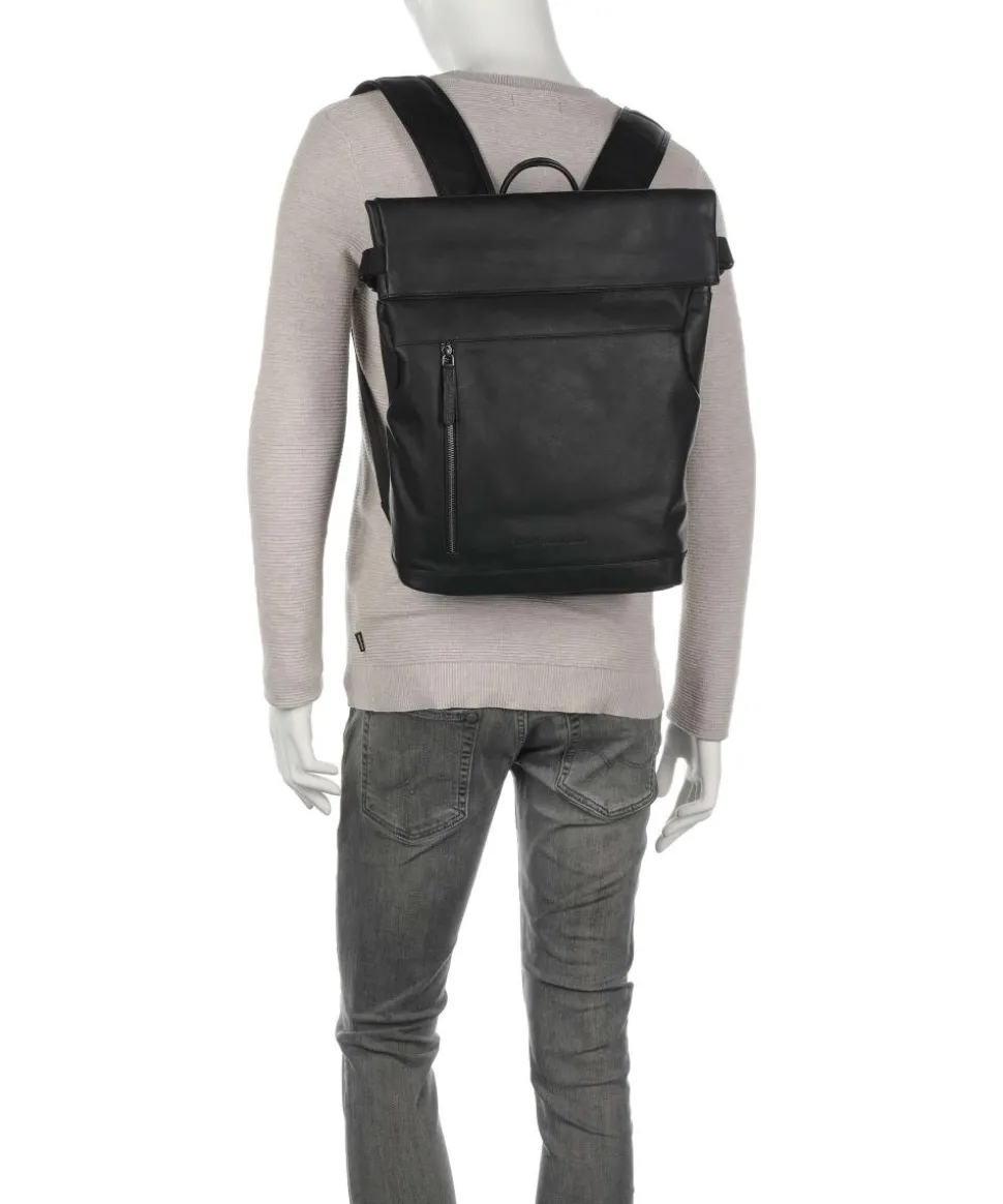 Cow Wax Pull Up Mazara Rucksack 13″ Pull-Up Rindsleder schwarz