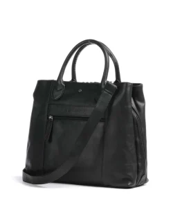 Cow Wax Pull Up Passau Handtasche 10″ Pull-Up Rindsleder schwarz