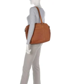 Cow Wax Pull Up Pretoria Schultertasche 13″ Rindsleder cognac