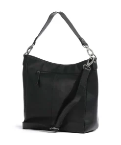 Cow Wax Pull Up Regina Beuteltasche fein genarbtes Leder schwarz