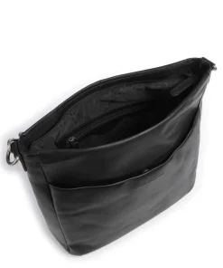 Cow Wax Pull Up Regina Beuteltasche fein genarbtes Leder schwarz