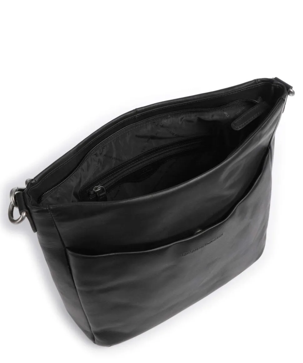 Cow Wax Pull Up Regina Beuteltasche fein genarbtes Leder schwarz