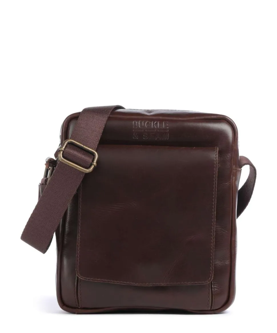 Crazy Horse Collector Umhängetasche fein genarbtes Rindsleder dunkelbraun