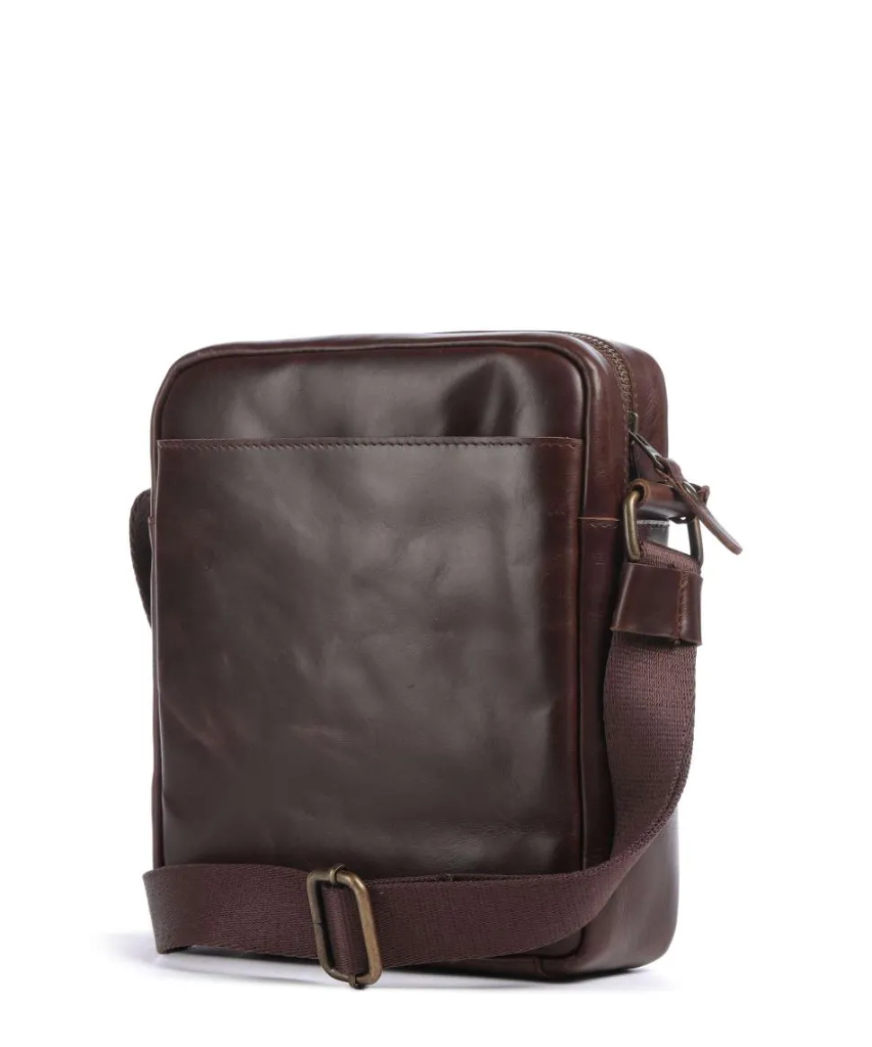 Crazy Horse Collector Umhängetasche fein genarbtes Rindsleder dunkelbraun