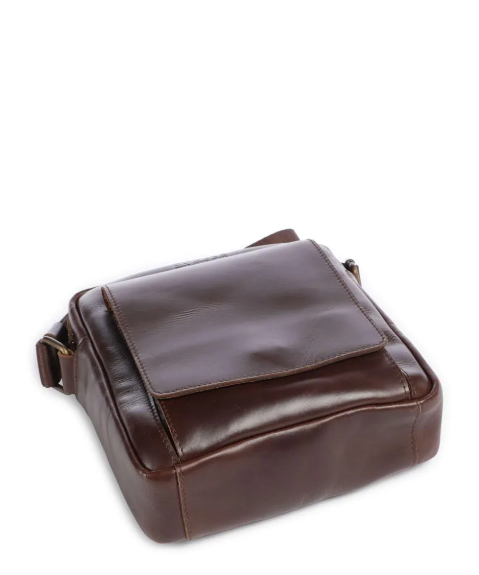 Crazy Horse Collector Umhängetasche fein genarbtes Rindsleder dunkelbraun