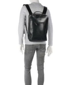 Crazy Horse Leon Rucksack 14″ fein genarbtes Leder schwarz