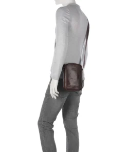 Crazy Horse Runner Umhängetasche fein genarbtes Rindsleder dunkelbraun