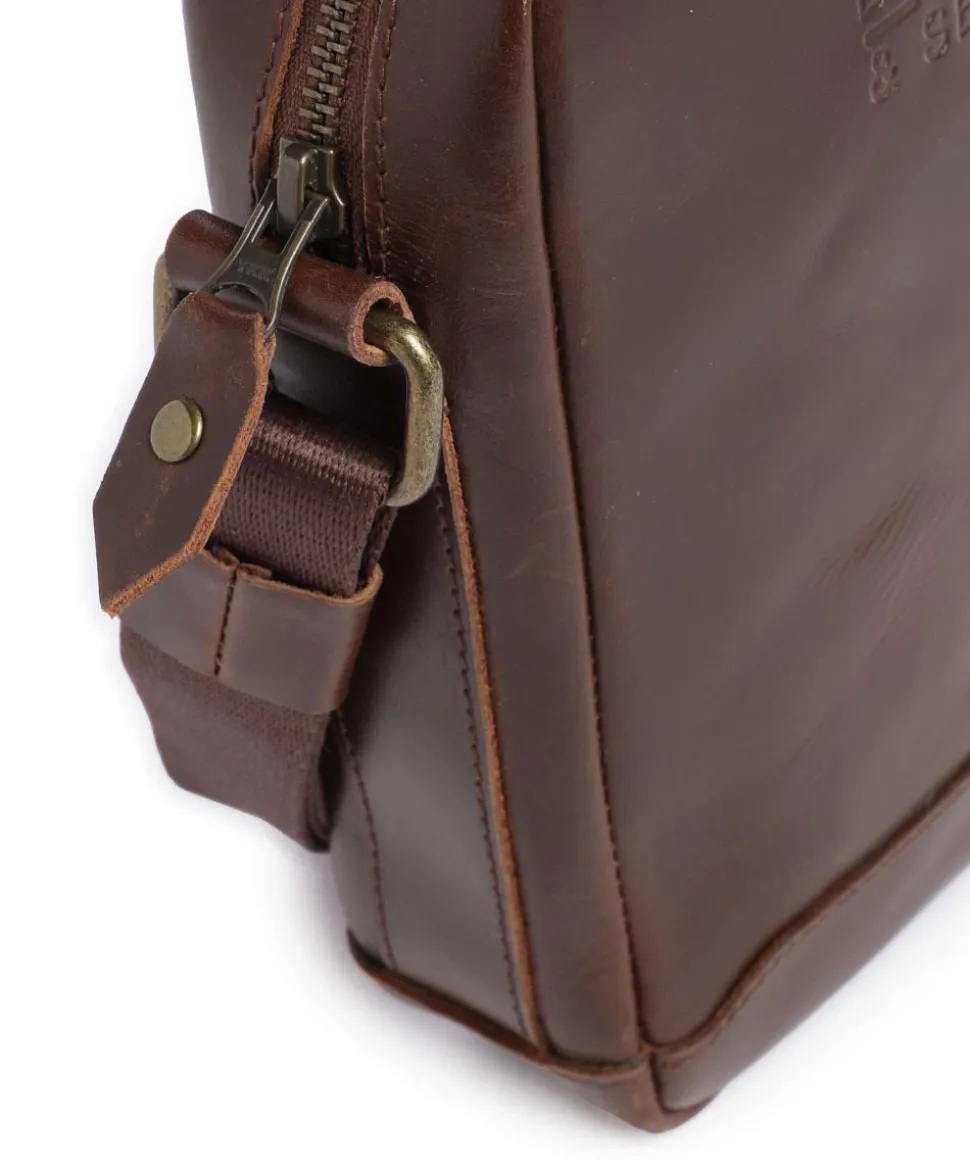 Crazy Horse Runner Umhängetasche fein genarbtes Rindsleder dunkelbraun