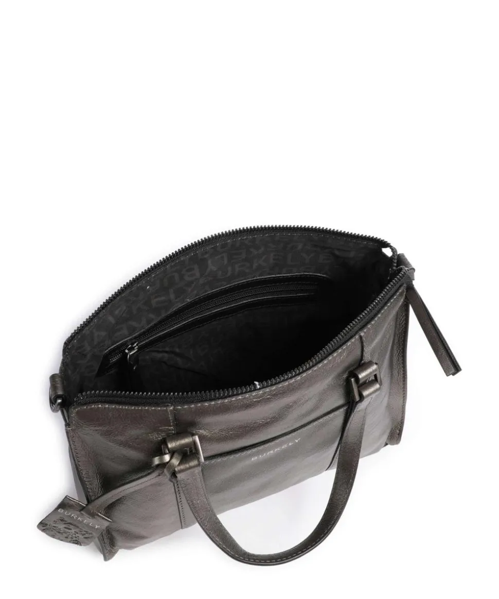 Creased Crystal Handtasche fein genarbtes Leder dunkelgrau