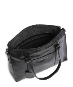 Creased Crystal Handtasche fein genarbtes Leder schwarz