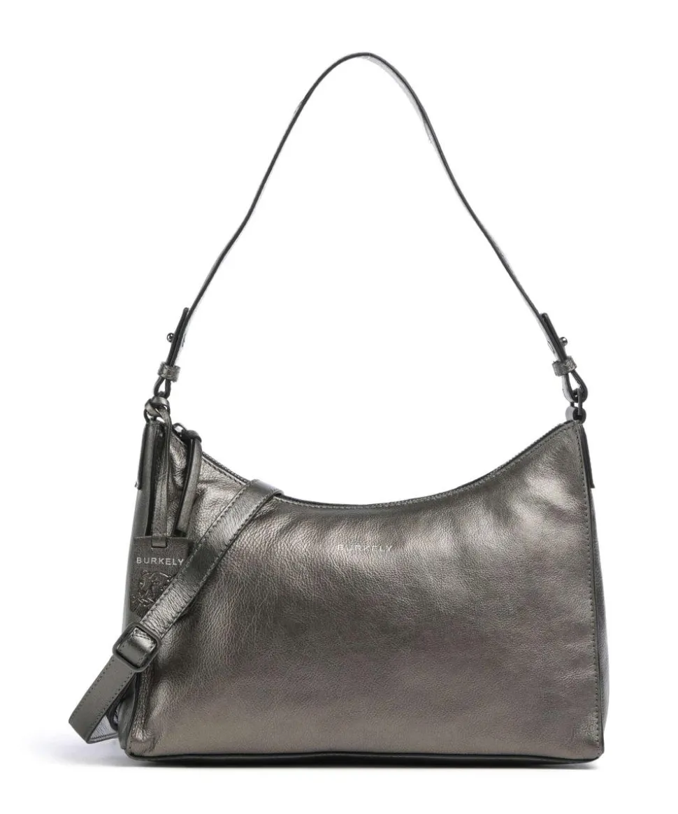 Creased Crystal Schultertasche genarbtes Leder dunkelgrau