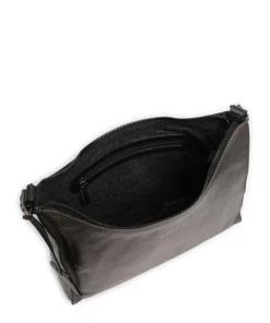 Creased Crystal Schultertasche genarbtes Leder dunkelgrau