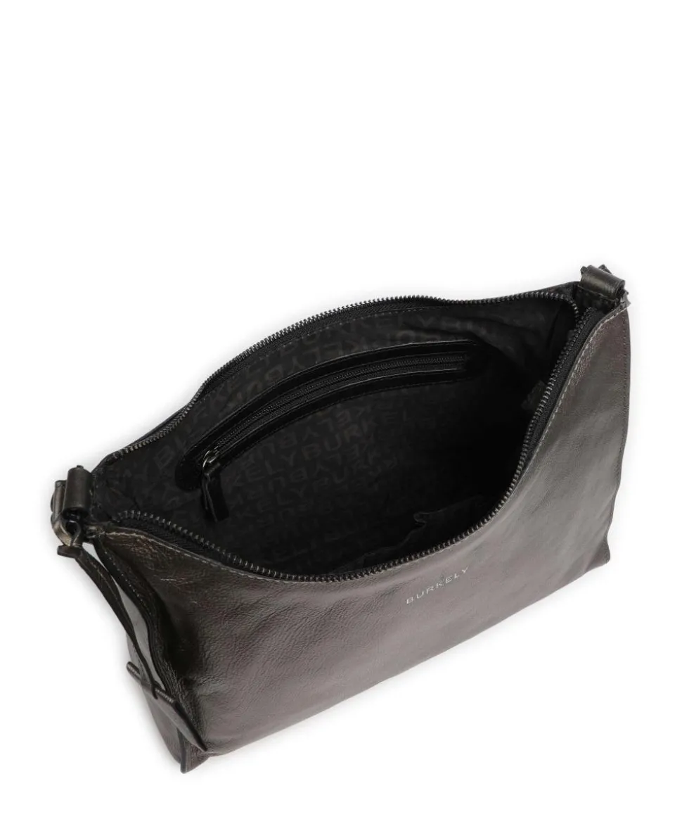 Creased Crystal Schultertasche genarbtes Leder dunkelgrau