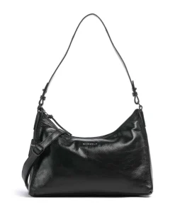 Creased Crystal Schultertasche genarbtes Leder schwarz