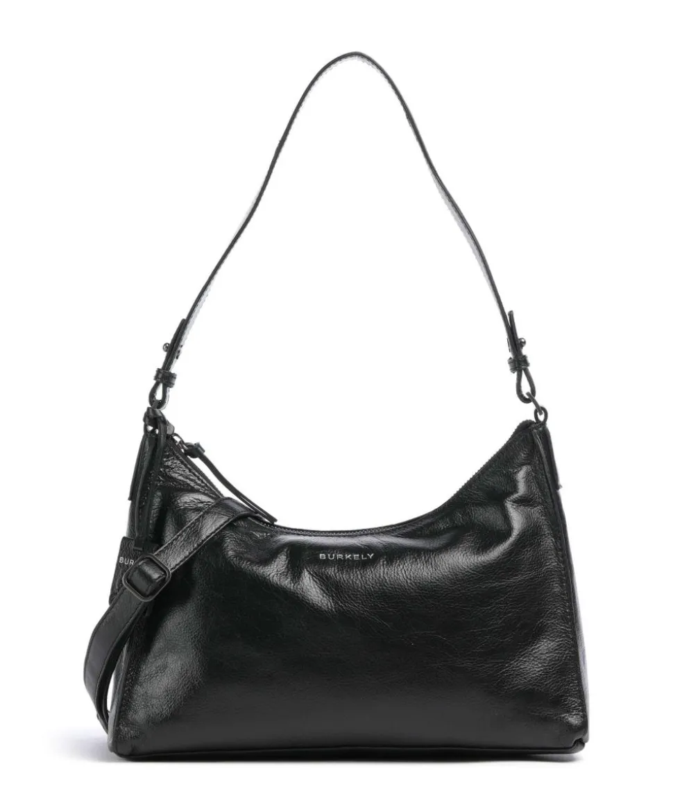 Creased Crystal Schultertasche genarbtes Leder schwarz