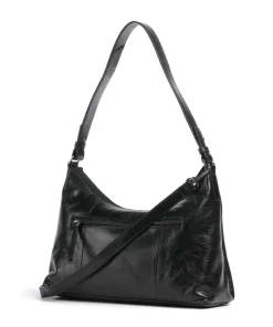 Creased Crystal Schultertasche genarbtes Leder schwarz