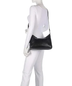 Creased Crystal Schultertasche genarbtes Leder schwarz