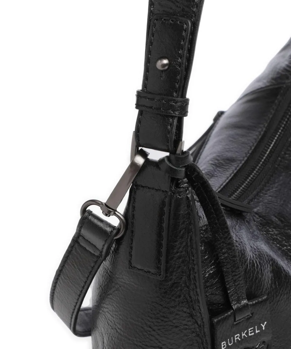 Creased Crystal Schultertasche genarbtes Leder schwarz
