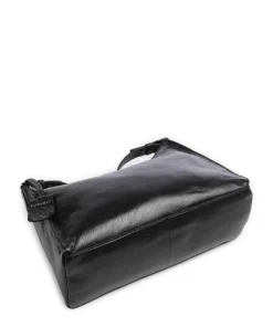 Creased Crystal Schultertasche genarbtes Leder schwarz