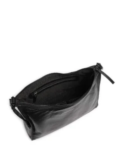Creased Crystal Schultertasche genarbtes Leder schwarz