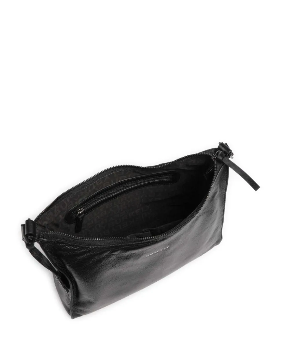 Creased Crystal Schultertasche genarbtes Leder schwarz