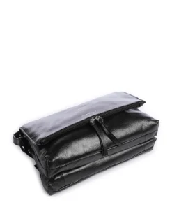 Creased Crystal Umhängetasche fein genarbtes Leder schwarz