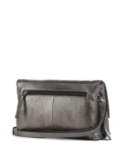 Creased Crystal Umhängetasche fein genarbtes Leder dunkelgrau