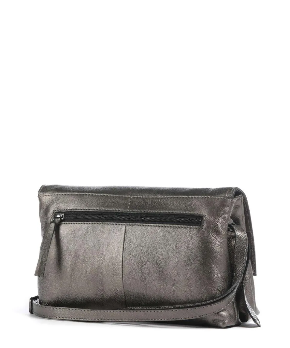 Creased Crystal Umhängetasche fein genarbtes Leder dunkelgrau