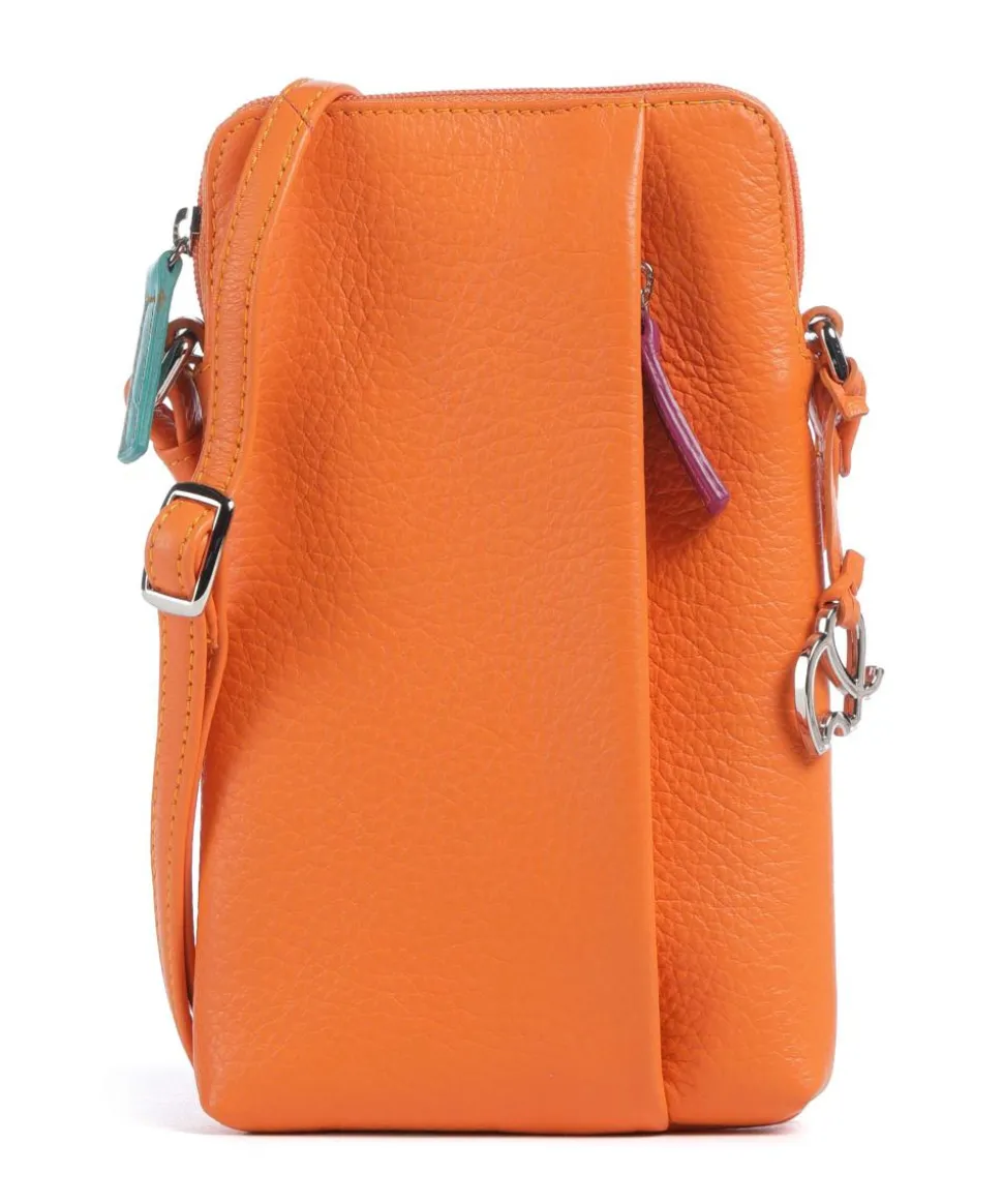 Cremona Handytasche genarbtes Leder orange