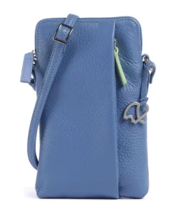 Cremona Handytasche genarbtes Leder blau
