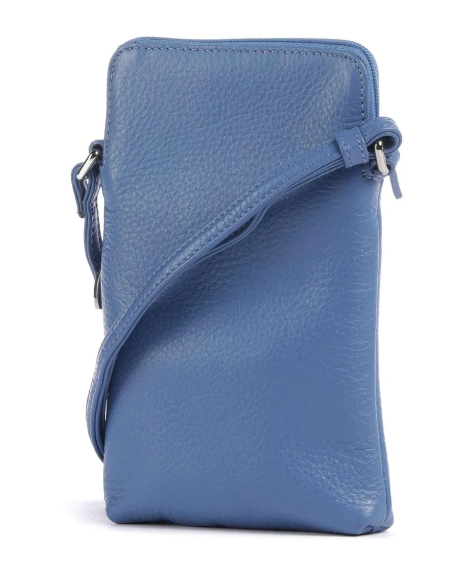 Cremona Handytasche genarbtes Leder blau